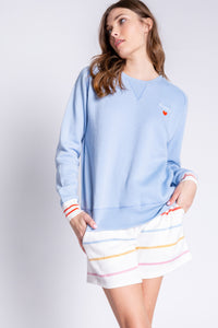 Happy Days Are Here Long Sleeve Top-Ice Blue