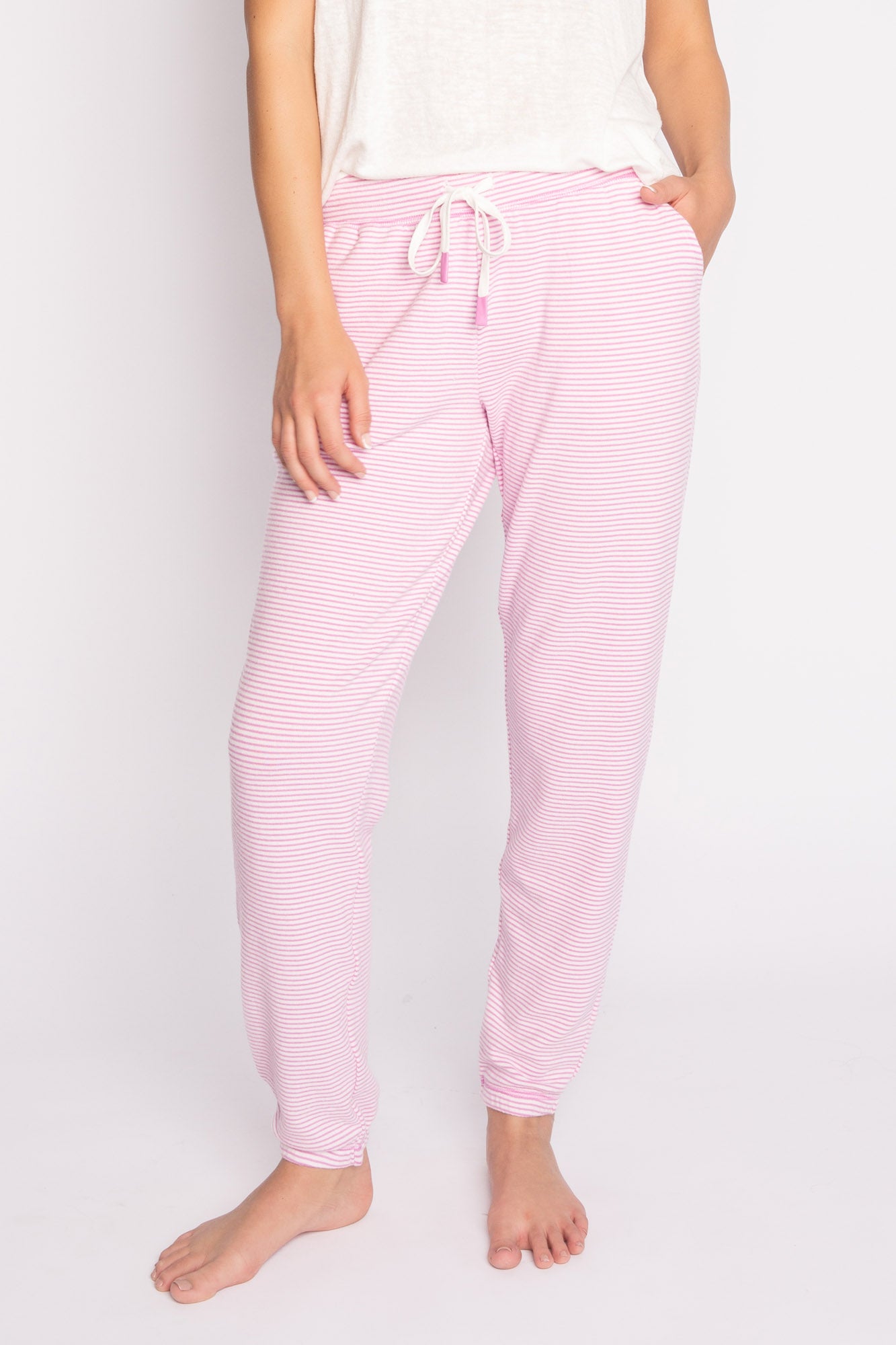 Mini Me Striped Banded Pant - Rose Pink