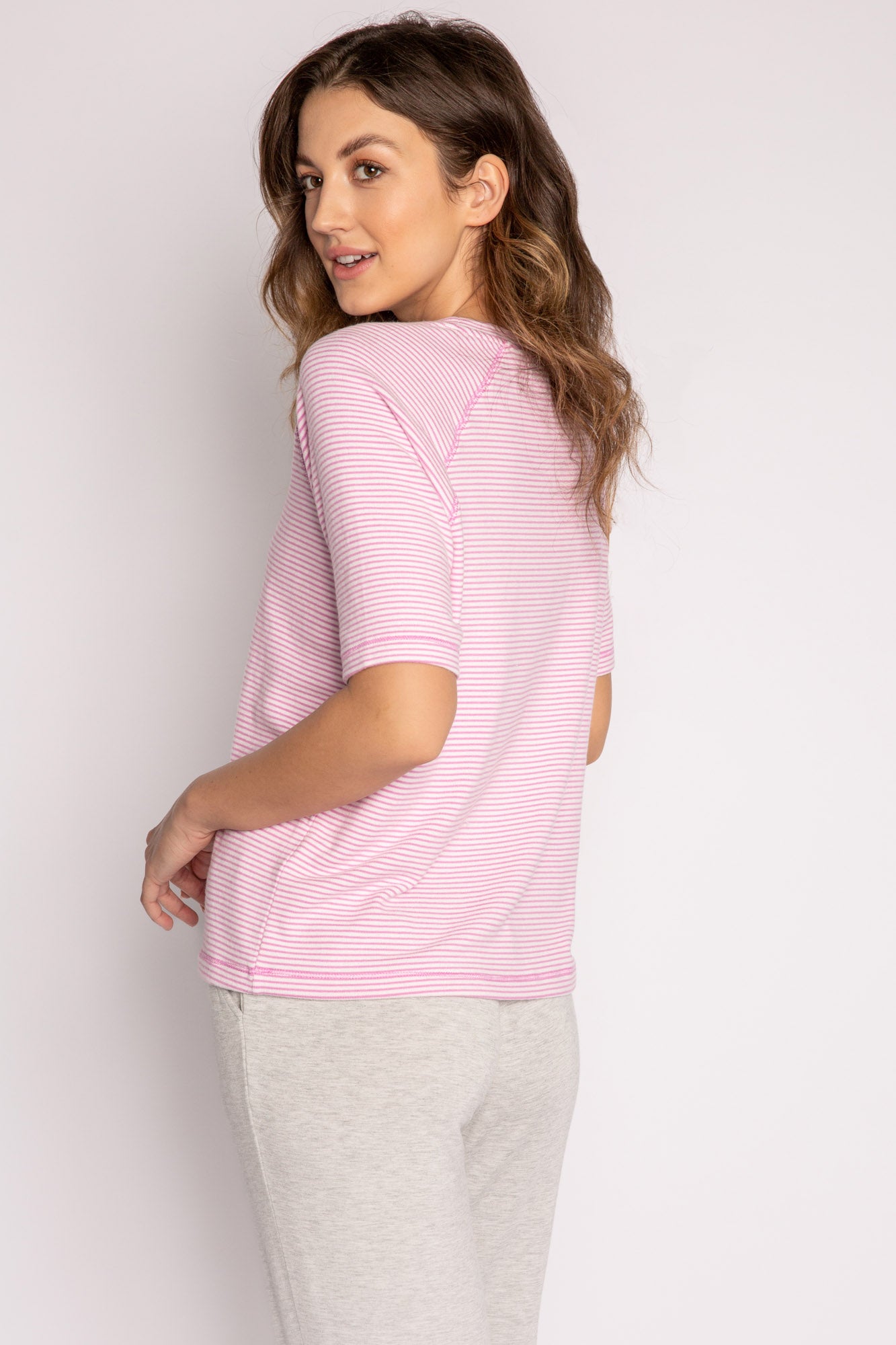 Mini Me Striped Short Sleeve Top - Rose Pink