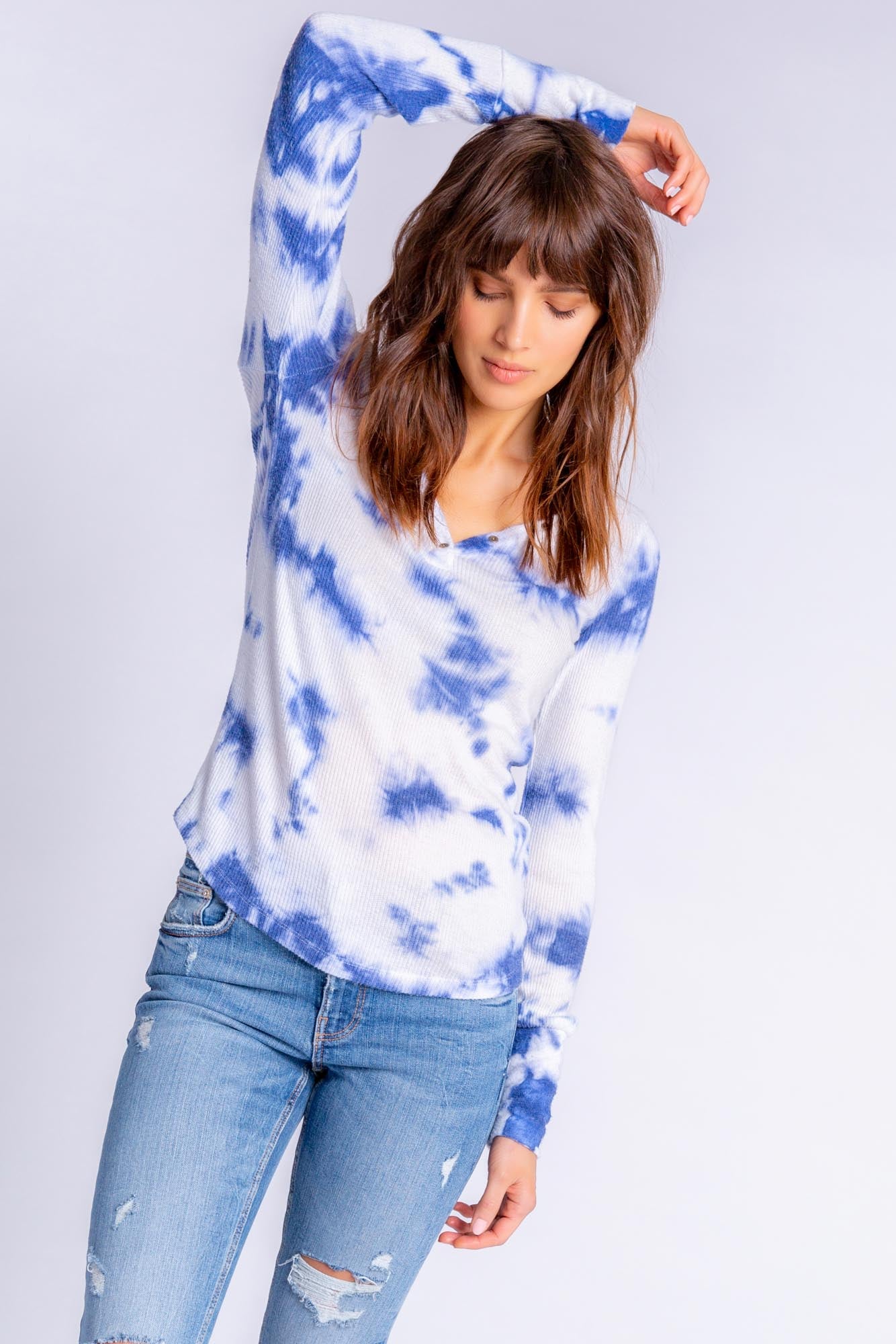 Blue Tide Tie Dye L/S Top