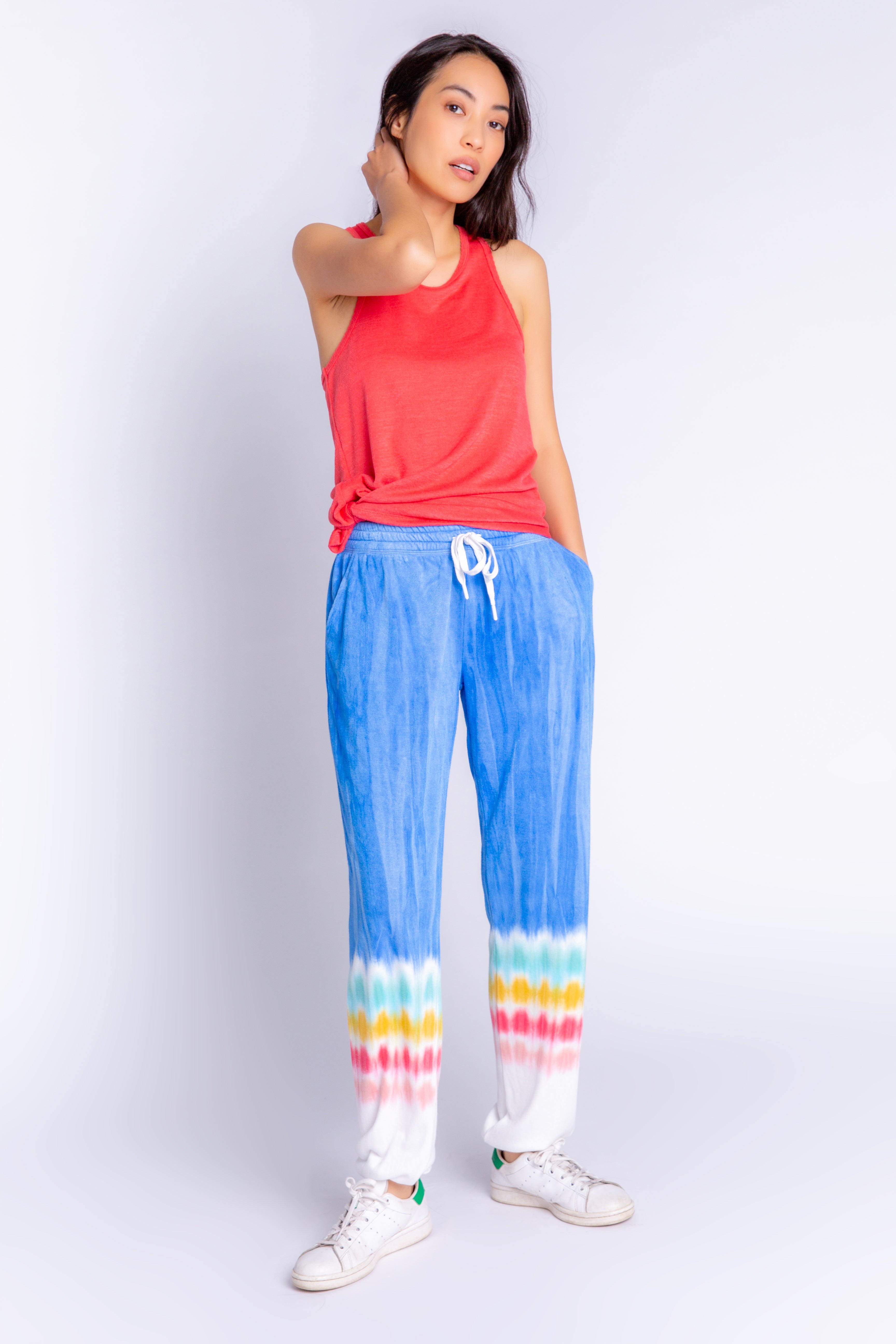 Tie Dye Banded Pant in Rainbow Sunset