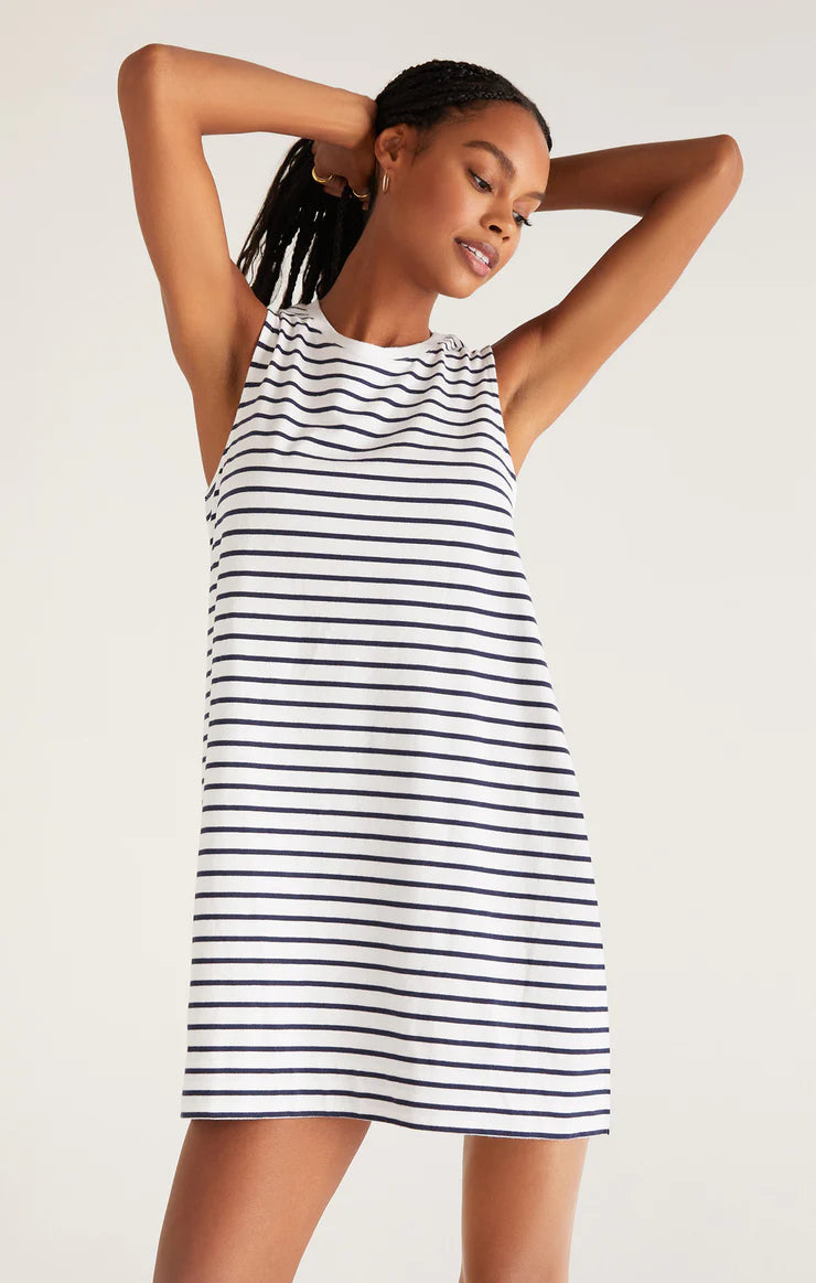 Stripe Dress-White & Navy