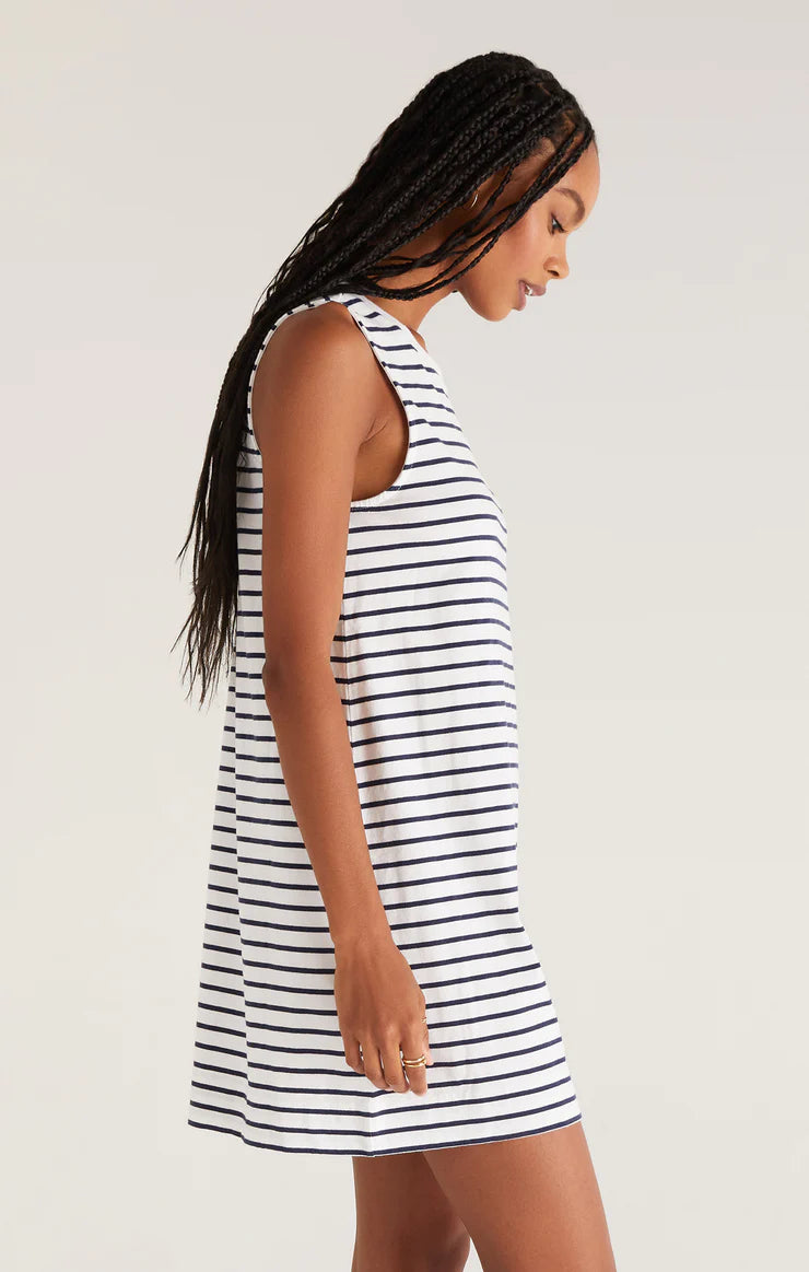 Stripe Dress-White & Navy