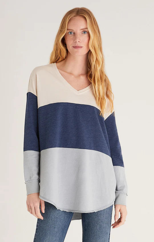 Colour Block V-Neck Weekender - Morning Fog