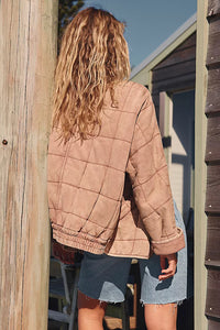 Dolman Quilted Knit Jacket-Champagne Diamonds