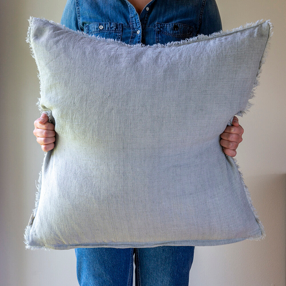 Lina Linen Cushion in Flint Grey