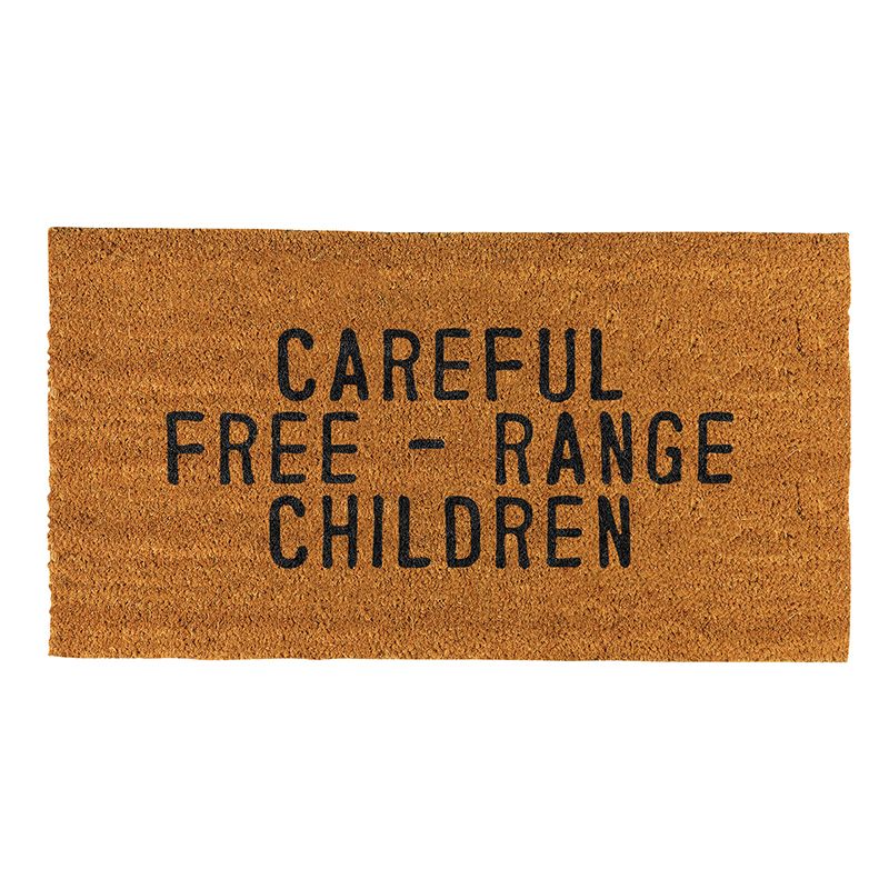Careful Free-Range Children Door Mat